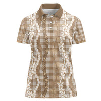Hawaiian Ohia Lehua Lei Women Polo Shirt Plaid Palaka Kalaihaahaa Pattern - Polynesian Pride