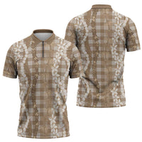 Hawaiian Ohia Lehua Lei Zipper Polo Shirt Plaid Palaka Kalaihaahaa Pattern LT9 - Polynesian Pride
