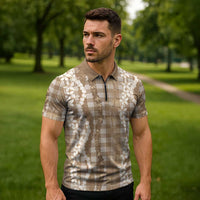 Hawaiian Ohia Lehua Lei Zipper Polo Shirt Plaid Palaka Kalaihaahaa Pattern LT9 - Polynesian Pride