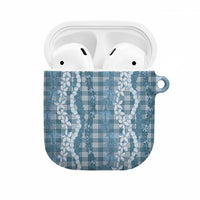 Hawaiian Ohia Lehua Lei AirPods Case Plaid Palaka Uliuli Omaomao Pattern LT9 Teal - Polynesian Pride