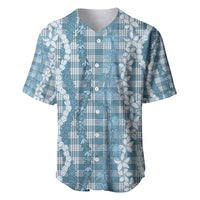 Hawaiian Ohia Lehua Lei Baseball Jersey Plaid Palaka Uliuli Omaomao Pattern LT9 Teal - Polynesian Pride