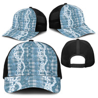 Hawaiian Ohia Lehua Lei Baseball Net Cap Plaid Palaka Uliuli Omaomao Pattern LT9 - Polynesian Pride