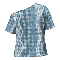 Hawaiian Ohia Lehua Lei Cross Shoulder Shirt Plaid Palaka Uliuli Omaomao Pattern LT9 - Polynesian Pride