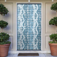 Hawaiian Ohia Lehua Lei Door Cover Plaid Palaka Uliuli Omaomao Pattern - Polynesian Pride