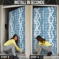 Hawaiian Ohia Lehua Lei Door Cover Plaid Palaka Uliuli Omaomao Pattern - Polynesian Pride