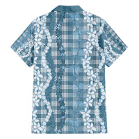 Hawaiian Ohia Lehua Lei Family Matching Off Shoulder Maxi Dress and Hawaiian Shirt Plaid Palaka Uliuli Omaomao Pattern - Polynesian Pride