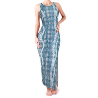 Hawaiian Ohia Lehua Lei Family Matching Tank Maxi Dress and Hawaiian Shirt Plaid Palaka Uliuli Omaomao Pattern - Polynesian Pride