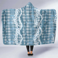 Hawaiian Ohia Lehua Lei Hooded Blanket Plaid Palaka Uliuli Omaomao Pattern LT9 One Size Teal - Polynesian Pride