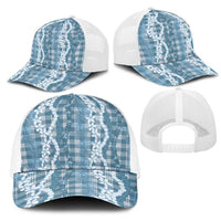 Hawaiian Ohia Lehua Lei Mesh Trucker Cap Plaid Palaka Uliuli Omaomao Pattern LT9 - Polynesian Pride