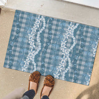 Hawaiian Ohia Lehua Lei Rubber Doormat Plaid Palaka Uliuli Omaomao Pattern LT9 - Polynesian Pride