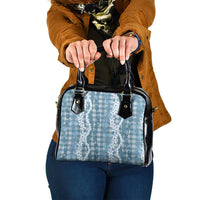 Hawaiian Ohia Lehua Lei Shoulder Handbag Plaid Palaka Uliuli Omaomao Pattern LT9 One Size Teal - Polynesian Pride