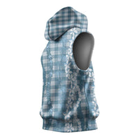 Hawaiian Ohia Lehua Lei Sleeveless Hoodie Plaid Palaka Uliuli Omaomao Pattern LT9 - Polynesian Pride