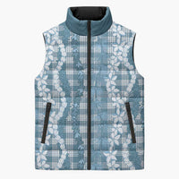 Hawaiian Ohia Lehua Lei Sleeveless Puffer Jacket Plaid Palaka Uliuli Omaomao Pattern LT9 Unisex Teal - Polynesian Pride
