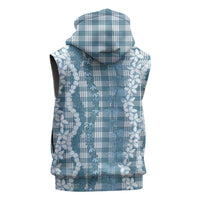 Hawaiian Ohia Lehua Lei Sleeveless Zip Hoodie Plaid Palaka Uliuli Omaomao Pattern LT9 - Polynesian Pride