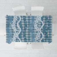 Hawaiian Ohia Lehua Lei Tablecloth Plaid Palaka Uliuli Omaomao Pattern LT9 Teal - Polynesian Pride