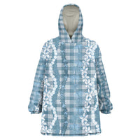Hawaiian Ohia Lehua Lei Wearable Blanket Hoodie Plaid Palaka Uliuli Omaomao Pattern LT9 One Size Teal - Polynesian Pride