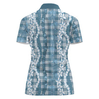 Hawaiian Ohia Lehua Lei Women Polo Shirt Plaid Palaka Uliuli Omaomao Pattern LT9 - Polynesian Pride