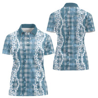 Hawaiian Ohia Lehua Lei Women Polo Shirt Plaid Palaka Uliuli Omaomao Pattern LT9 - Polynesian Pride
