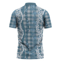 Hawaiian Ohia Lehua Lei Zipper Polo Shirt Plaid Palaka Uliuli Omaomao Pattern - Polynesian Pride