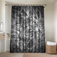 Aotearoa Maori Hei Tiki Bathroom Set Kiwikiwi Kowhaiwhai Puhoro Motif LT9 Shower Curtain Only Grey - Polynesian Pride
