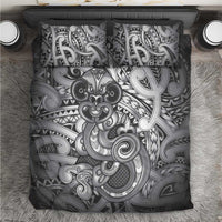 Aotearoa Maori Hei Tiki Bedding Set Kiwikiwi Kowhaiwhai Puhoro Motif LT9 Grey - Polynesian Pride