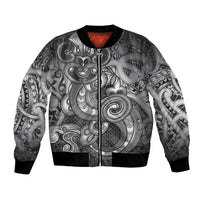Aotearoa Maori Hei Tiki Bomber Jacket Kiwikiwi Kowhaiwhai Puhoro Motif LT9 Unisex Grey - Polynesian Pride