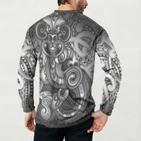 Aotearoa Maori Hei Tiki Button Sweatshirt Kiwikiwi Kowhaiwhai Puhoro Motif LT9 - Polynesian Pride