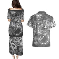 Aotearoa Maori Hei Tiki Couples Matching Puletasi and Hawaiian Shirt Kiwikiwi Kowhaiwhai Puhoro Motif