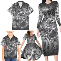 Aotearoa Maori Hei Tiki Family Matching Long Sleeve Bodycon Dress and Hawaiian Shirt Kiwikiwi Kowhaiwhai Puhoro Motif