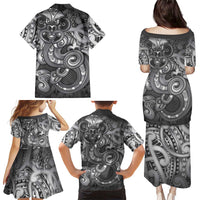 Aotearoa Maori Hei Tiki Family Matching Puletasi and Hawaiian Shirt Kiwikiwi Kowhaiwhai Puhoro Motif
