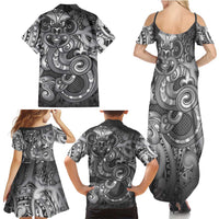 Aotearoa Maori Hei Tiki Family Matching Summer Maxi Dress and Hawaiian Shirt Kiwikiwi Kowhaiwhai Puhoro Motif