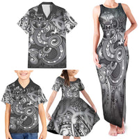 Aotearoa Maori Hei Tiki Family Matching Tank Maxi Dress and Hawaiian Shirt Kiwikiwi Kowhaiwhai Puhoro Motif