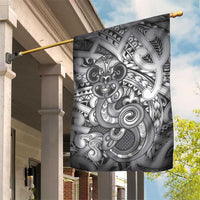 Aotearoa Maori Hei Tiki Garden Flag Kiwikiwi Kowhaiwhai Puhoro Motif LT9 House Flag Grey - Polynesian Pride