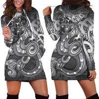 Aotearoa Maori Hei Tiki Hoodie Dress Kiwikiwi Kowhaiwhai Puhoro Motif