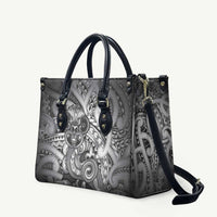 Aotearoa Maori Hei Tiki Leather Bag Kiwikiwi Kowhaiwhai Puhoro Motif LT9 Grey - Polynesian Pride