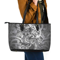Aotearoa Maori Hei Tiki Leather Tote Bag Kiwikiwi Kowhaiwhai Puhoro Motif LT9 - Polynesian Pride