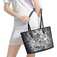 Aotearoa Maori Hei Tiki Leather Tote Bag Kiwikiwi Kowhaiwhai Puhoro Motif LT9 - Polynesian Pride