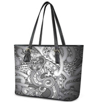 Aotearoa Maori Hei Tiki Leather Tote Bag Kiwikiwi Kowhaiwhai Puhoro Motif LT9 - Polynesian Pride