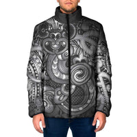 Aotearoa Maori Hei Tiki Padded Jacket Kiwikiwi Kowhaiwhai Puhoro Motif LT9 Men Grey - Polynesian Pride