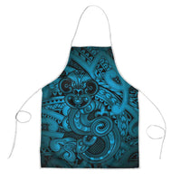 Aotearoa Maori Hei Tiki Apron Kikorangi Kowhaiwhai Puhoro Motif LT9 Blue - Polynesian Pride