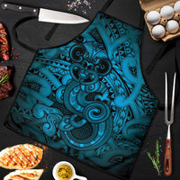 Aotearoa Maori Hei Tiki Apron Kikorangi Kowhaiwhai Puhoro Motif LT9 Blue - Polynesian Pride