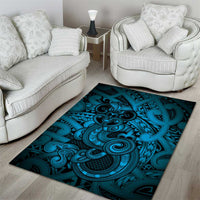Aotearoa Maori Hei Tiki Area Rug Kikorangi Kowhaiwhai Puhoro Motif LT9 - Polynesian Pride