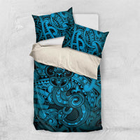 Aotearoa Maori Hei Tiki Bedding Set Kikorangi Kowhaiwhai Puhoro Motif LT9 US Twin 172cm x 218cm Blue - Polynesian Pride
