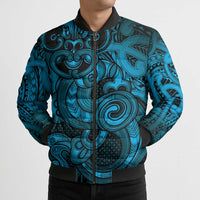 Aotearoa Maori Hei Tiki Bomber Puffer Jacket Kikorangi Kowhaiwhai Puhoro Motif LT9 - Polynesian Pride