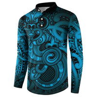 Aotearoa Maori Hei Tiki Button Sweatshirt Kikorangi Kowhaiwhai Puhoro Motif LT9 - Polynesian Pride