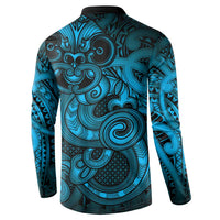 Aotearoa Maori Hei Tiki Button Sweatshirt Kikorangi Kowhaiwhai Puhoro Motif LT9 - Polynesian Pride