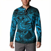 Aotearoa Maori Hei Tiki Button Sweatshirt Kikorangi Kowhaiwhai Puhoro Motif LT9 - Polynesian Pride