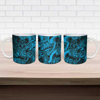 Aotearoa Maori Hei Tiki Ceramic Mug Kikorangi Kowhaiwhai Puhoro Motif LT9 - Polynesian Pride