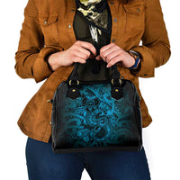 Aotearoa Maori Hei Tiki Shoulder Handbag Kikorangi Kowhaiwhai Puhoro Motif LT9 - Polynesian Pride