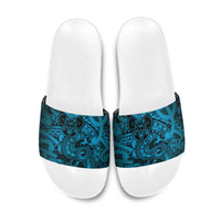 Aotearoa Maori Hei Tiki Slide Sandals Kikorangi Kowhaiwhai Puhoro Motif LT9 Blue - Polynesian Pride